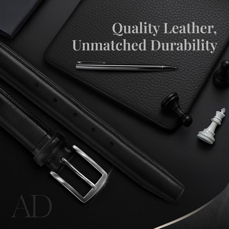 Access Denied Genuine Leather Dress Belts For Men - Mens Belt For Suits, Jeans, Uniform Black Belt - Designed in the USA - Image 2